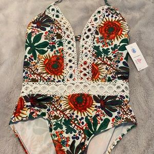 Ladies swimsuit, bohemian / tropical, one-piece